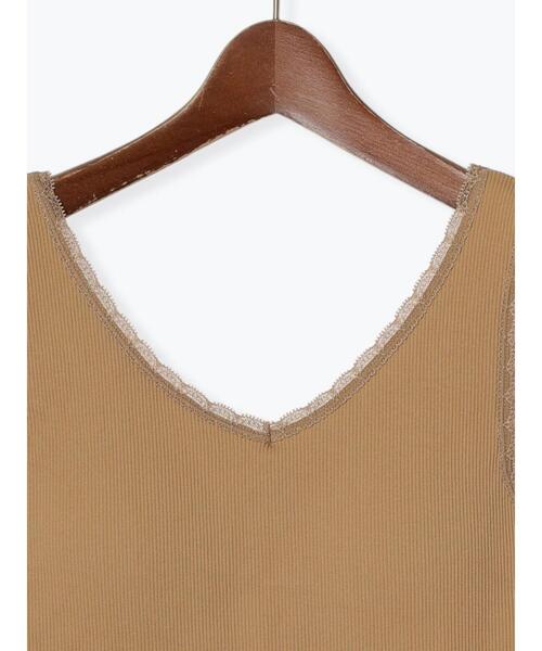 Te chichi(テチチ)の「レーストリムリブカップ付タンクトップ(Tシャツ/カットソー・レディース・オフホワイト/ブラウン/ブラック・F)」の12枚目の写真