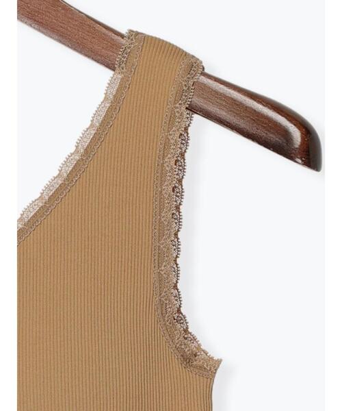 Te chichi(テチチ)の「レーストリムリブカップ付タンクトップ(Tシャツ/カットソー・レディース・オフホワイト/ブラウン/ブラック・F)」の13枚目の写真