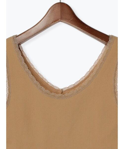 Te chichi(テチチ)の「レーストリムリブカップ付タンクトップ(Tシャツ/カットソー・レディース・オフホワイト/ブラウン/ブラック・F)」の15枚目の写真