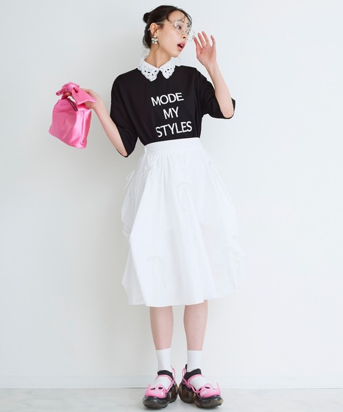 Narcissus（ナルシス）の「刺繍ロゴTシャツ（Tシャツ/カットソー・レディース・ブラック/ホワイト・FREE）」の5枚目の写真