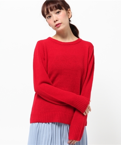 SEVENDAYS=SUNDAY（セブンデイズサンデイ）の「シェットランドウール　長袖クルーネックプルオーバー（ニット/セーター・レディース・ネイビー/オフホワイト/グレー/レッド・MEDIUM/LARGE）」の14枚目の写真