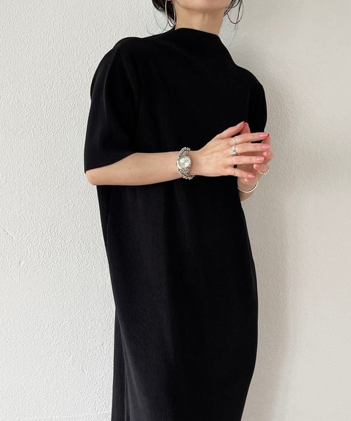 wee9s（ウィークス）の「【セルフカット可能】daily daily super stretch pleats one piece / デイリーデイリースーパーストレッチプリーツワンピース[半袖]（ワンピース・レディース・ブラック/アッシュグレー/ネイビー/ブルー/チェリーレッド・FREE/LONG）」の8枚目の写真