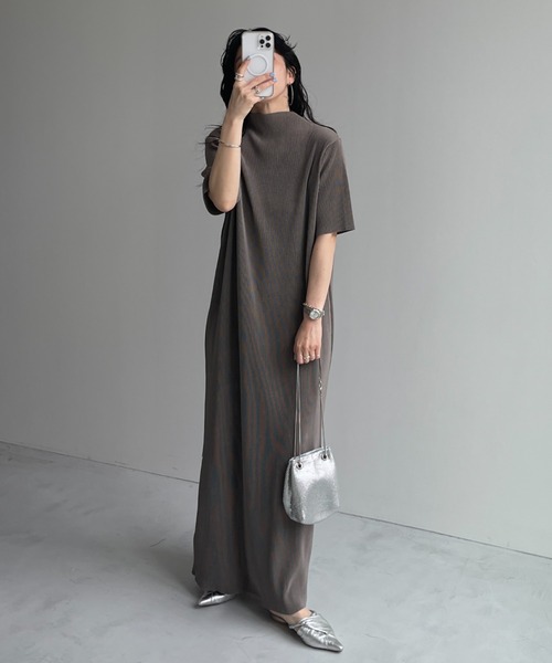 半袖 デイリー ワンピース ドレス daily daily super stretch pleats one piece / デイリー
