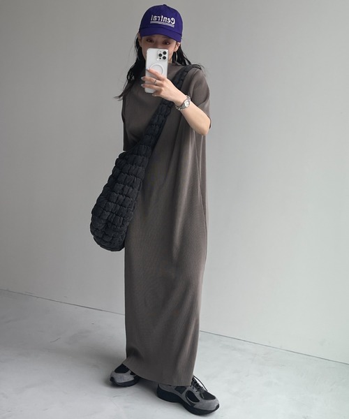 プリーツプリーツ 半袖ワンピース セルフカット可能】daily daily super stretch pleats one piece