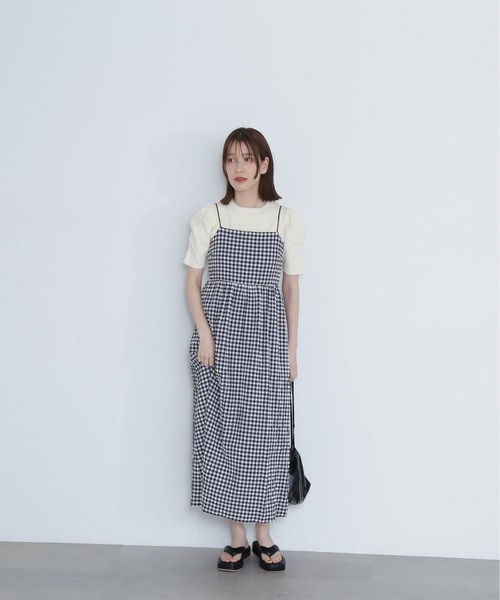 N.(N. Natural Beauty Basic)(エヌエヌナチュラルビューティーベーシック)の「◆パワーショルダーリブニット(ニット/セーター・レディース・スミクロ/イエロー/オフホワイト・MEDIUM)」の5枚目の写真