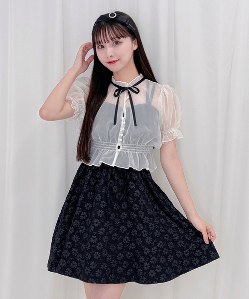 Honey Cinnamon(ハニーシナモン)の「セパレートフリルワンピースセットアップ(ワンピース・レディース・ブラック/ホワイト・FREE)」の2枚目の写真