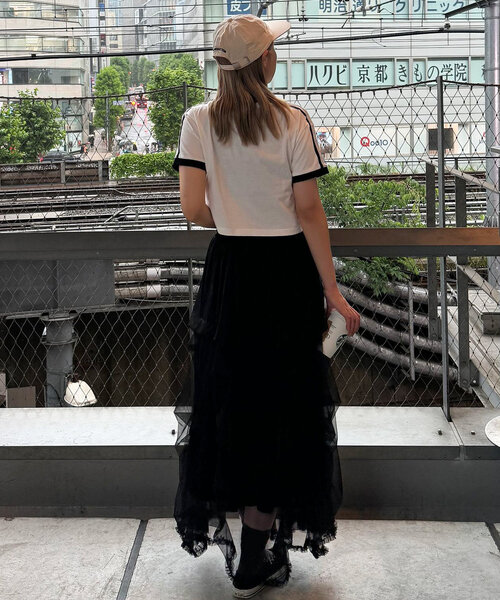 CIAOPANIC(チャオパニック)の「シャーリングリンガーTシャツ(Tシャツ/カットソー・レディース・ホワイト/イエロー/ネイビー・FREE)」の12枚目の写真