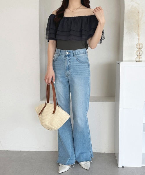 apres jour(アプレジュール)の「チュールオフショルトップス【ZOZOTOWN限定アイテム】(Tシャツ/カットソー・レディース・チャコールグレー/モカ/グレイッシュベージュ・X-LARGE/フリー)」の22枚目の写真