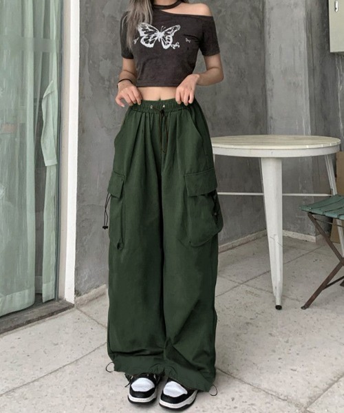Y'S バルーンカーゴパンツ（スカート）オリーブグリーン カーキ