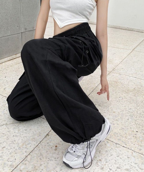 Miniministore(ミニミニストア)の「カーゴパンツ ジョガーパンツ レディース(カーゴパンツ・レディース・ダークグリーン/ブラック/ベージュ/ダークグレー/レッドパープル/ライトグレー/レッド/ピンク/キャメル/ラベンダー・FREE)」の14枚目の写真