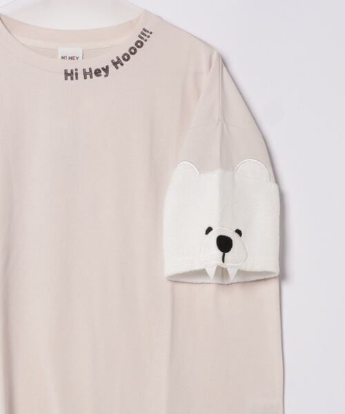 tシャツ 「Hi Hey Hoooo/ハイヘイホー」袖アニマル半袖Tシャツ　アニマルシリーズ レディース Hi Hey Hoooo/ハイヘイホー】袖アニマル半袖Tシャツ アニマル
