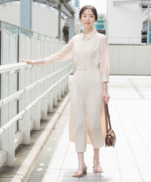 Andemiu（アンデミュウ）の「ソデシアーシャツワンピース7分袖131031