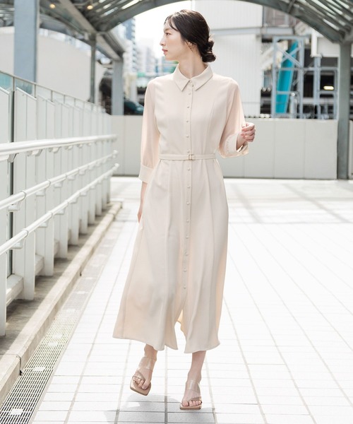 Andemiu（アンデミュウ）の「ソデシアーシャツワンピース7分袖131031（ワンピース・レディース・オレンジ/グリーン/アイボリー/ネイビー・FREE）」の10枚目の写真