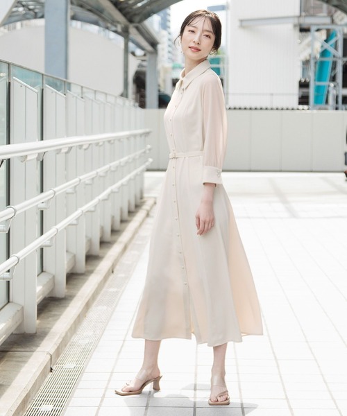 Andemiu（アンデミュウ）の「ソデシアーシャツワンピース7分袖131031（ワンピース・レディース・オレンジ/グリーン/アイボリー/ネイビー・FREE）」の9枚目の写真