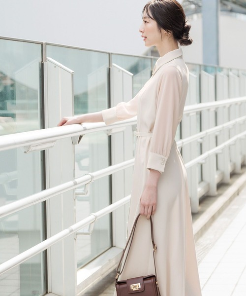 Andemiu（アンデミュウ）の「ソデシアーシャツワンピース7分袖131031（ワンピース・レディース・オレンジ/グリーン/アイボリー/ネイビー・FREE）」の8枚目の写真