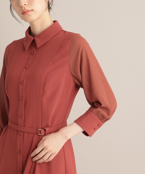 Andemiu（アンデミュウ）の「ソデシアーシャツワンピース7分袖131031（ワンピース・レディース・オレンジ/グリーン/アイボリー/ネイビー・FREE）」の19枚目の写真