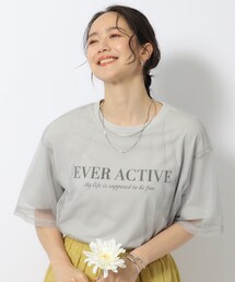 ◆【洗える】一枚で旬コーデがつくれる チュールドッキングTシャツ