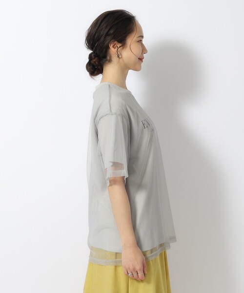 Cutie Blonde(キューティーブロンド)の「◆【洗える】一枚で旬コーデがつくれる チュールドッキングTシャツ(Tシャツ/カットソー・レディース・ブラック/ホワイト系/グレー・04/03/02)」の8枚目の写真