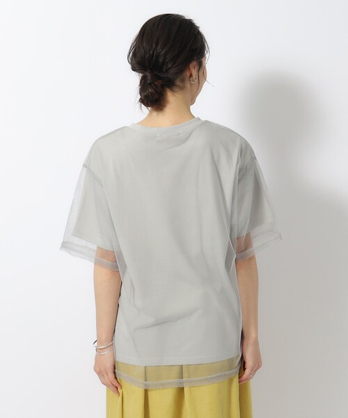 Cutie Blonde(キューティーブロンド)の「◆【洗える】一枚で旬コーデがつくれる チュールドッキングTシャツ(Tシャツ/カットソー・レディース・ブラック/ホワイト系/グレー・04/03/02)」の7枚目の写真
