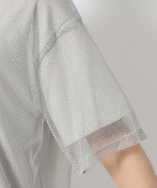 Cutie Blonde(キューティーブロンド)の「◆【洗える】一枚で旬コーデがつくれる チュールドッキングTシャツ(Tシャツ/カットソー・レディース・ブラック/ホワイト系/グレー・04/03/02)」の5枚目の写真