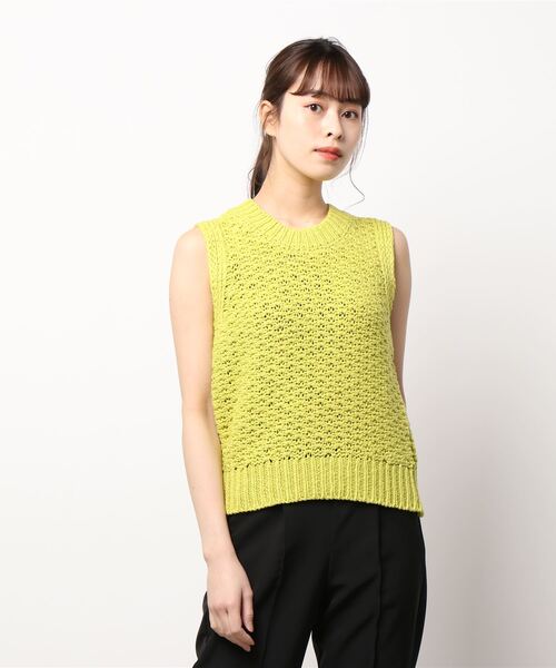 CLANE グリーン づらい ノースリーブ ニット スリット入り