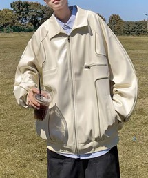 ROOPTOKYO | ▲piping design leather jacket/パイピングデザイン フェイクレザー ジャケット ブルゾン(ライダースジャケット)