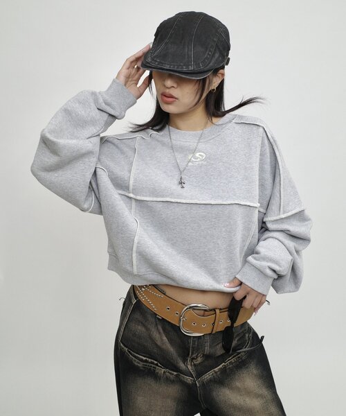 WHO'S WHO gallery(フーズフーギャラリー)の「【SLOPPY/スロッピー】リンキングクルースウェット(スウェット・レディース・チャコールグレー/ライトグレー/ネイビー/グレー・FREE)」の7枚目の写真