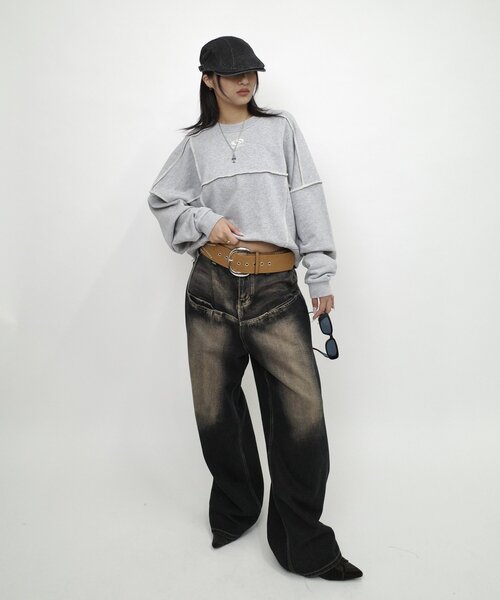 WHO'S WHO gallery(フーズフーギャラリー)の「【SLOPPY/スロッピー】リンキングクルースウェット(スウェット・レディース・チャコールグレー/ライトグレー/ネイビー/グレー・FREE)」の8枚目の写真