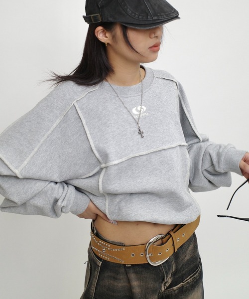 WHO'S WHO gallery(フーズフーギャラリー)の「【SLOPPY/スロッピー】リンキングクルースウェット(スウェット・レディース・チャコールグレー/ライトグレー/ネイビー/グレー・FREE)」の3枚目の写真