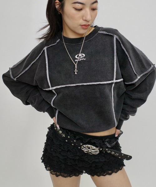 WHO'S WHO gallery(フーズフーギャラリー)の「【SLOPPY/スロッピー】リンキングクルースウェット(スウェット・レディース・チャコールグレー/ライトグレー/ネイビー/グレー・FREE)」の1枚目の写真