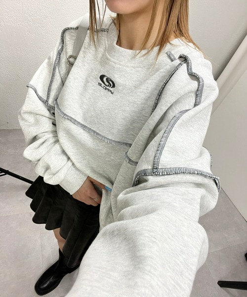 WHO'S WHO gallery(フーズフーギャラリー)の「【SLOPPY/スロッピー】リンキングクルースウェット(スウェット・レディース・チャコールグレー/ライトグレー/ネイビー/グレー・FREE)」の5枚目の写真