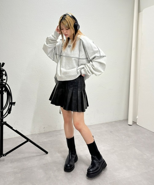 WHO'S WHO gallery(フーズフーギャラリー)の「【SLOPPY/スロッピー】リンキングクルースウェット(スウェット・レディース・チャコールグレー/ライトグレー/ネイビー/グレー・FREE)」の6枚目の写真