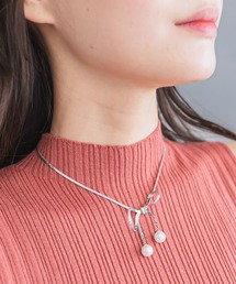 madrepadre（マドレパドレ）の「リボン パール ネックレス アクセサリー（ネックレス）」