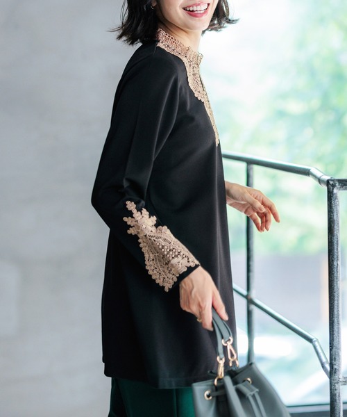 セール】配色レース使い華やかチュニック（チュニック）｜BELLUNA PLUS