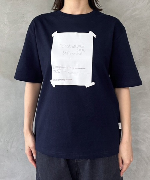 MUHET(ミュエータ)の「テープ貼り付けTシャツ(Tシャツ/カットソー・レディース・ネイビー/アイボリー・MEDIUM/X-LARGE)」の5枚目の写真