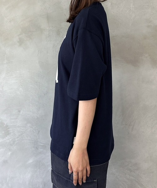 MUHET(ミュエータ)の「テープ貼り付けTシャツ(Tシャツ/カットソー・レディース・ネイビー/アイボリー・MEDIUM/X-LARGE)」の4枚目の写真