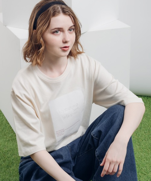 MUHET(ミュエータ)の「テープ貼り付けTシャツ(Tシャツ/カットソー・レディース・ネイビー/アイボリー・MEDIUM/X-LARGE)」の10枚目の写真