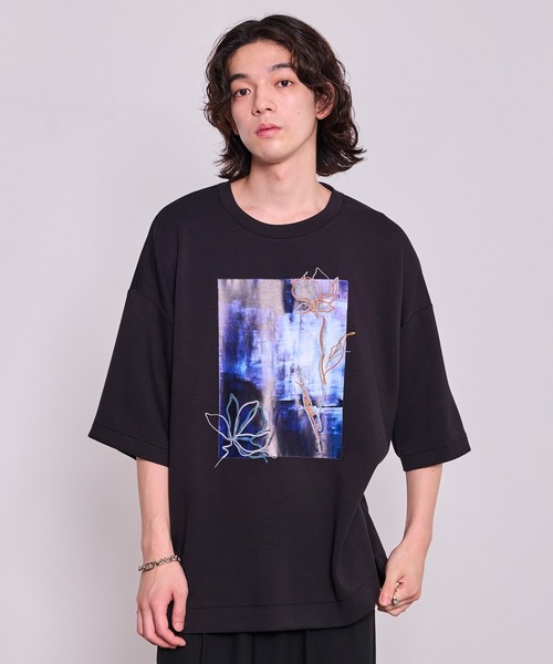 JUNRED（ジュンレッド）の「エンブロイダリープリントTシャツ（Tシャツ/カットソー・メンズ・ブラック/ホワイト・S/M/L）」の3枚目の写真