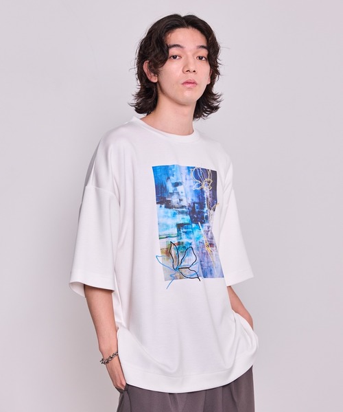 JUNRED（ジュンレッド）の「エンブロイダリープリントTシャツ（Tシャツ/カットソー・メンズ・ブラック/ホワイト・S/M/L）」の6枚目の写真