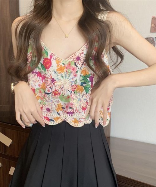 スカーラ♡新品未開封 パッド付き花柄キャミソールM - メルカリ