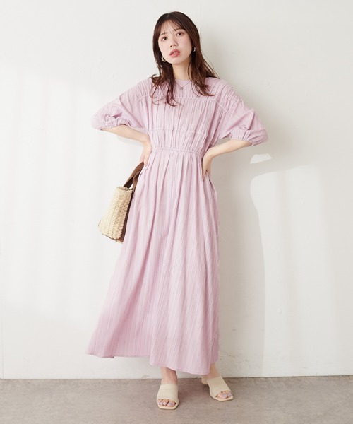 ナチュラルクチュール　ドロストリボンデザインワンピース サイドリボンドロストティアードワンピース | natural couture