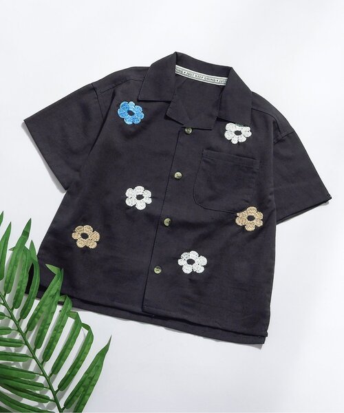 F.O.KIDS（エフオーキッズ）の「【セットアップ可】刺繍オープンカラーシャツ（シャツ/ブラウス・キッズ・ブルー/チャコール/ベージュ・120/140/95/100/110/130/150/80/90）」の3枚目の写真