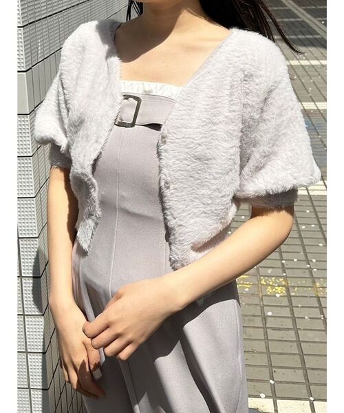 MERCURYDUO(マーキュリーデュオ)の「2WAYキーネックミニシャギーコンパクトカーディガン(カーディガン/ボレロ・レディース・アイボリー/ピンク/レッド/ダークブラウン/ラベンダー・FREE)」の9枚目の写真