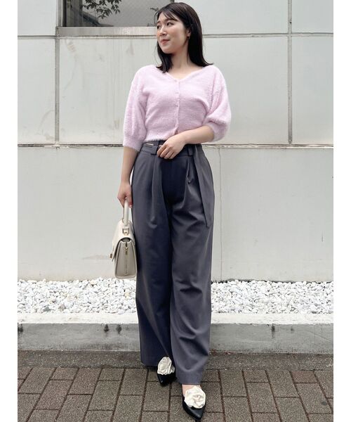 MERCURYDUO(マーキュリーデュオ)の「2WAYキーネックミニシャギーコンパクトカーディガン(カーディガン/ボレロ・レディース・アイボリー/ピンク/レッド/ダークブラウン/ラベンダー・FREE)」の10枚目の写真