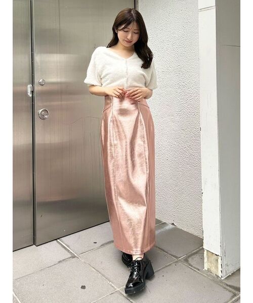 MERCURYDUO(マーキュリーデュオ)の「2WAYキーネックミニシャギーコンパクトカーディガン(カーディガン/ボレロ・レディース・アイボリー/ピンク/レッド/ダークブラウン/ラベンダー・FREE)」の15枚目の写真