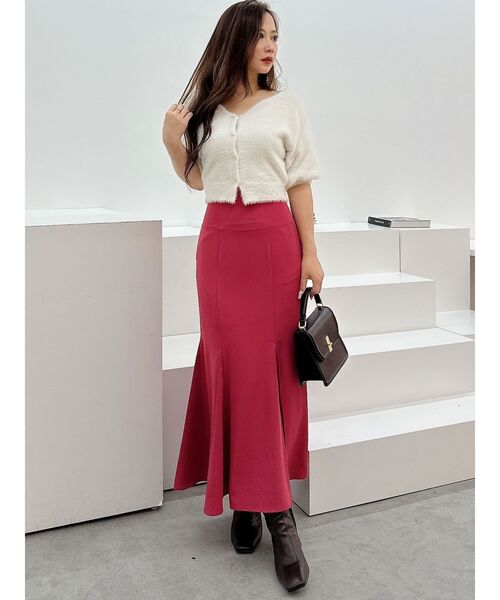 MERCURYDUO(マーキュリーデュオ)の「2WAYキーネックミニシャギーコンパクトカーディガン(カーディガン/ボレロ・レディース・アイボリー/ピンク/レッド/ダークブラウン/ラベンダー・FREE)」の20枚目の写真