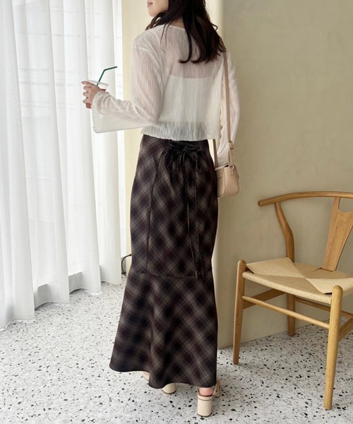 one after another NICE CLAUP(ワンアフターアナザーナイスクラップ)の「ハートボタンシアーカーディガン(カーディガン/ボレロ・レディース・ホワイト/ピンク/サックスブルー/ブラック/ブラウン・FREE)」の13枚目の写真