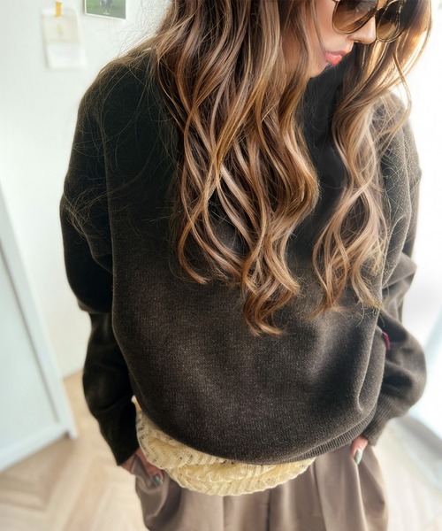 classicalelf（クラシカルエルフ）の「大人のキレイ見え。裏毛風ダブルジャガード オーバーサイズ ニット パーカー（パーカー・レディース・ネイビー/チャコール/オフホワイト/杢グレー・SMALL/MEDIUM/LARGE/X-LARGE）」の15枚目の写真