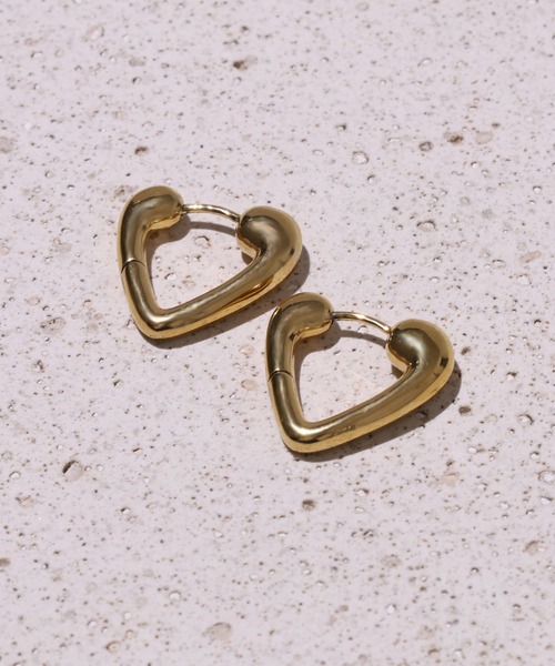 LHME “Moment”ハートフープピアス/サージカルステンレス316L（金属アレルギー対応）（ピアス（両耳用））｜LHME（エルエイチエムイー）ピアス（両耳用）