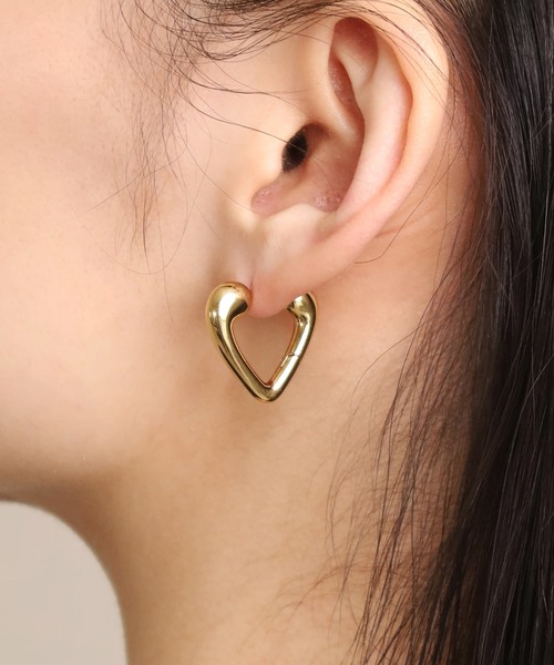 LHME “Moment”ハートフープピアス/サージカルステンレス316L（金属アレルギー対応）（ピアス（両耳用））｜LHME（エルエイチエムイー）